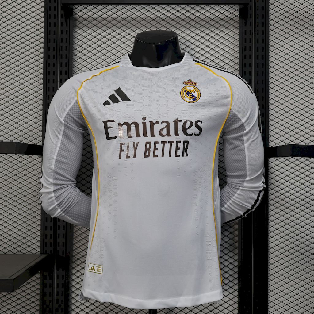 Real Madrid 2025/26 Home Mangas Largas Jersey Player Version